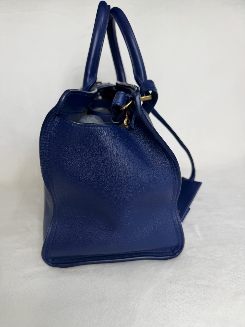 Saint Laurent Y Cabas Blue Leather Satchel with Gold Y Detail - Picture 5 of 9